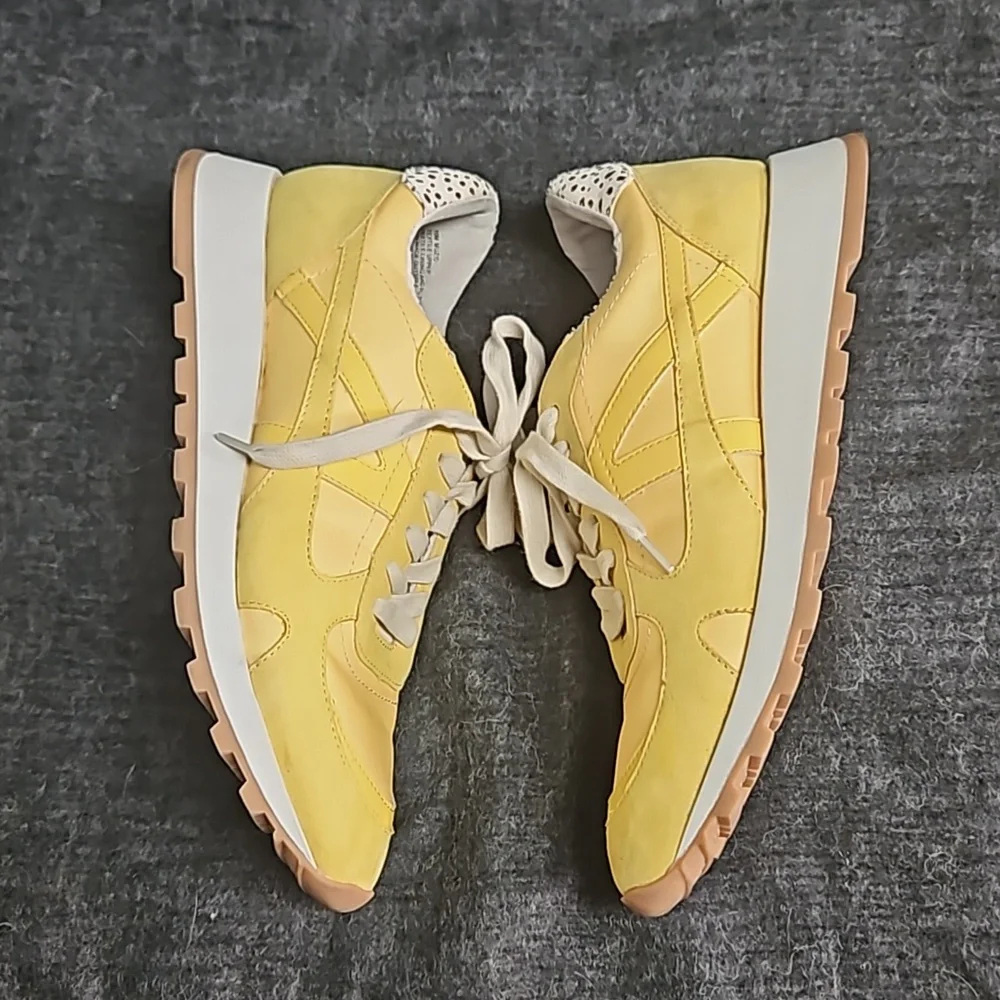 Dolce Vita Muzio Sneakers Retro Trainers  Yellow Suede Canvas Womens 10